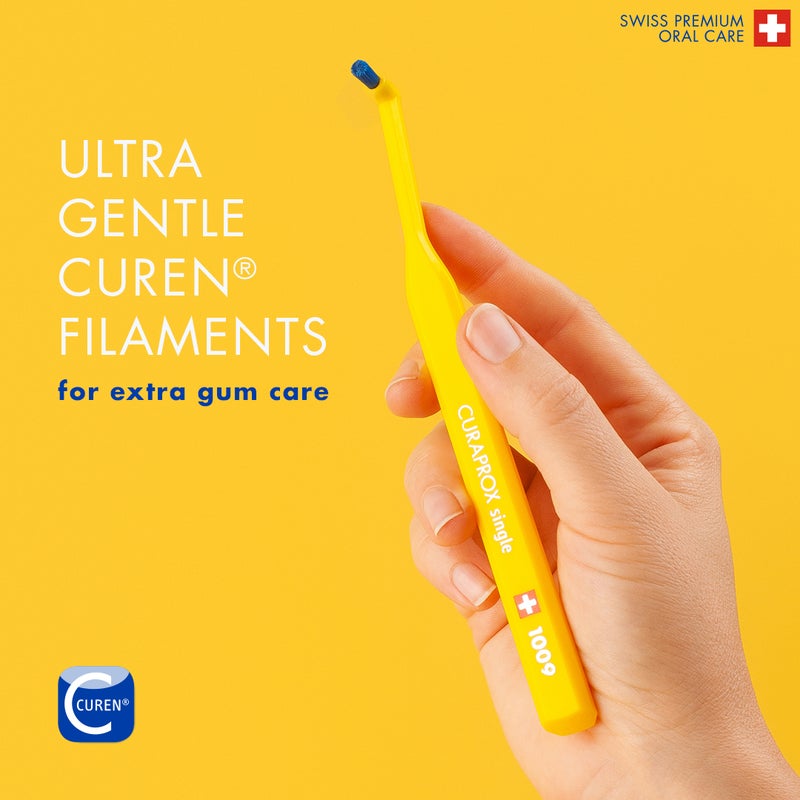 CURAPROX CS 1009 Soft Single Tuft Toothbrush I 1009 CUREN® Bristles for Precise & Gentle Plaque Removal | Promotes Healthier Gums and Teeth, Perfect for Detail Brushing, Single Pack - Image 3